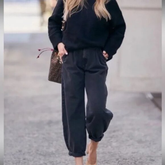 Zara Women's Paperbag Waist Relaxed Fit Jeans- Size 30 - Picture 5 of 14